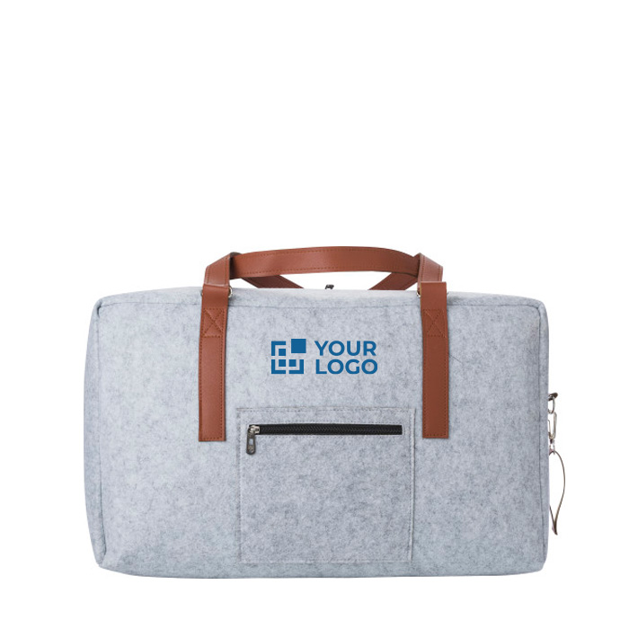 Bolsa de viaje elegante de fieltro RPET con cremallera y asas