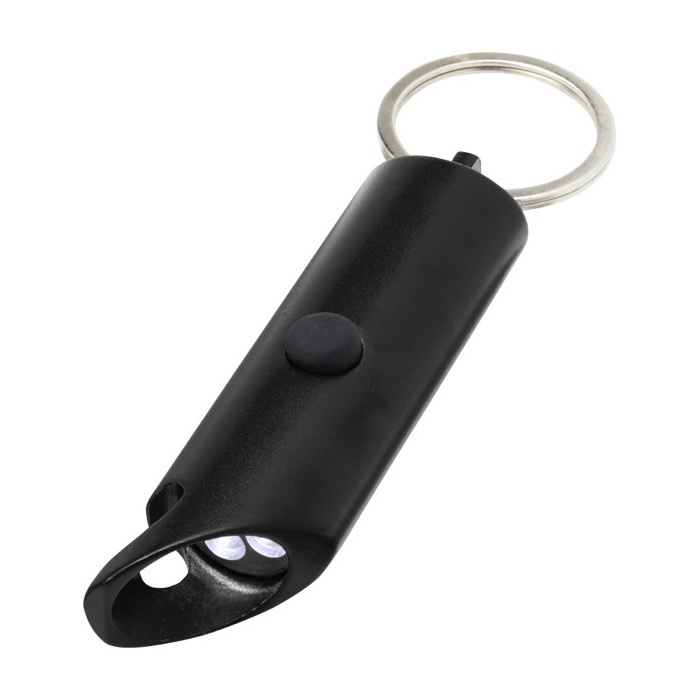 Linterna de aluminio reciclado con abridor y mosquetón a juego