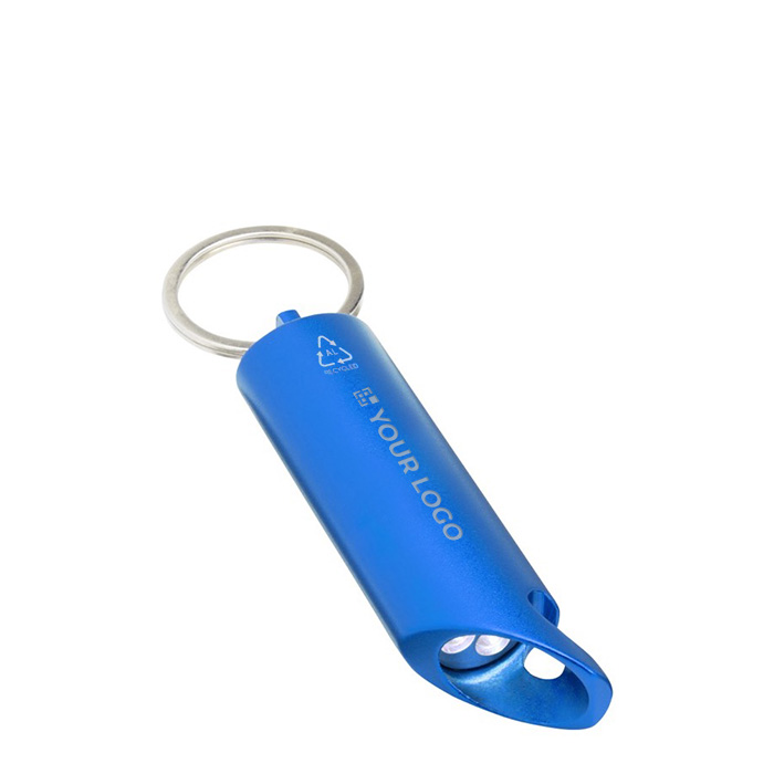 Linterna de aluminio reciclado con abridor y mosquetón a juego