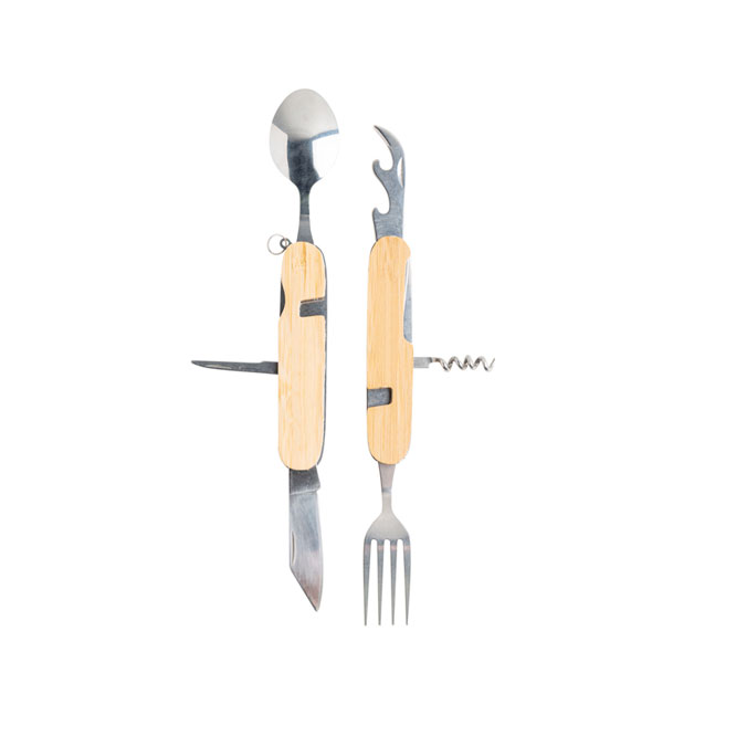 Set de cubiertos de metal plegable con 5 funciones Camping