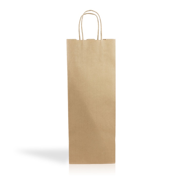 Bolsa de papel kraft especial para vino con asas rizadas 120g/m2