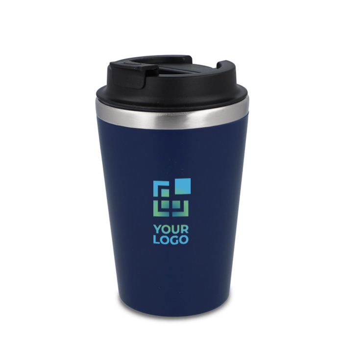 Vaso térmico de acero inoxidable de tapa negra y borde plateado 350ml