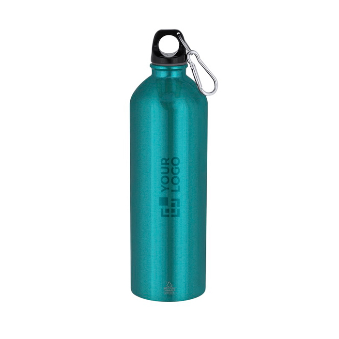 Botella de aluminio grande con mosquetón en tapón 800ml