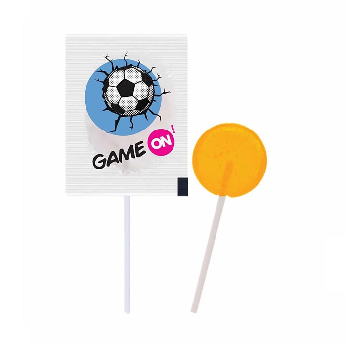 Piruleta mini de sabores frutales con envase personalizable color limón octava vista