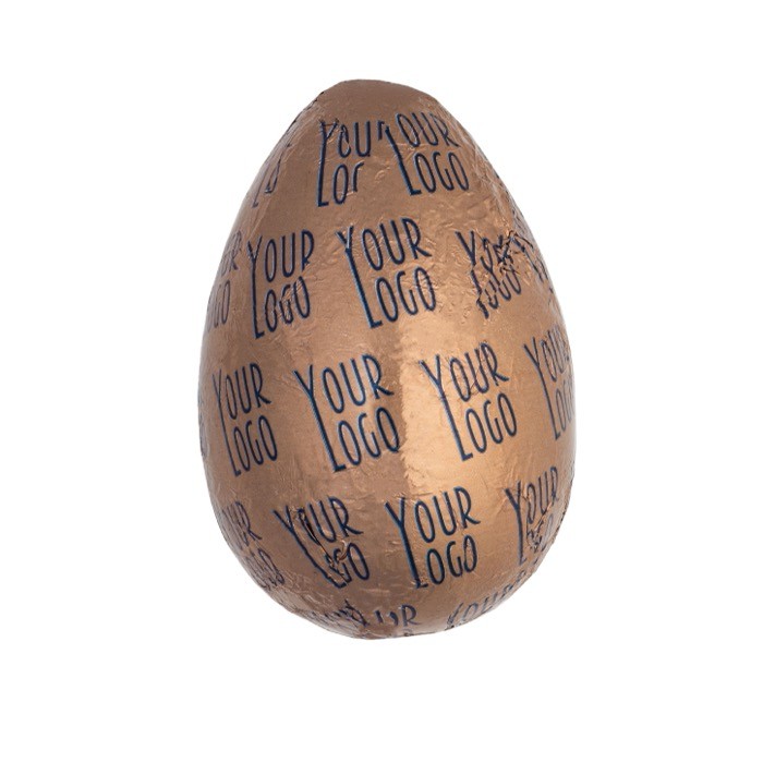 Chocolate con leche en forma de huevo con envoltorio individual 30g color bronce Chocolate con leche en forma de huevo con envoltorio individual 30g color bronce