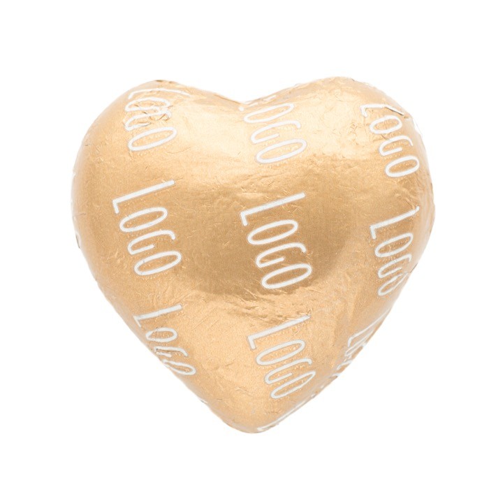 Chocolate en forma de corazón con embalaje individual personalizable 5g color dorado