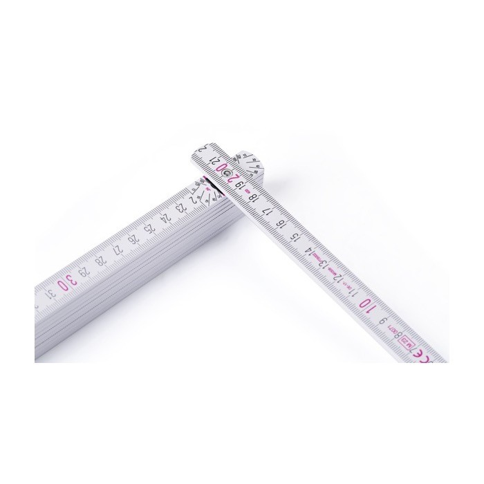 Regla plegable de madera con esquema de ángulo y precisión 3 de 2M color blanco tercera vista Regla plegable de madera con esquema de ángulo y precisión 3 de 2M color blanco tercera vista