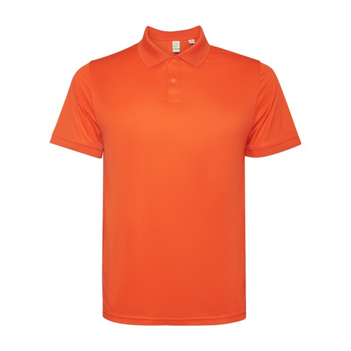 Polo técnico de poliéster reciclado manga corta 125 g/m2 Roly Direct Tormo color naranja oscuro segunda vista