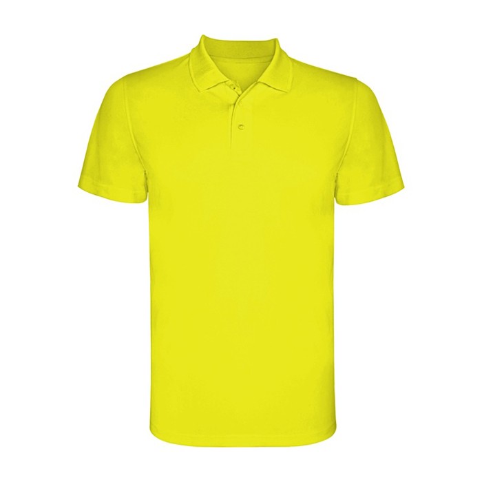 Polo técnico de poliéster piqué de manga corta 150 g/m2 Roly Direct Monzha color amarillo fluorescente segunda vista