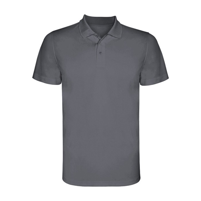 Polo técnico de poliéster piqué de manga corta 150 g/m2 Roly Direct Monzha color gris topo segunda vista