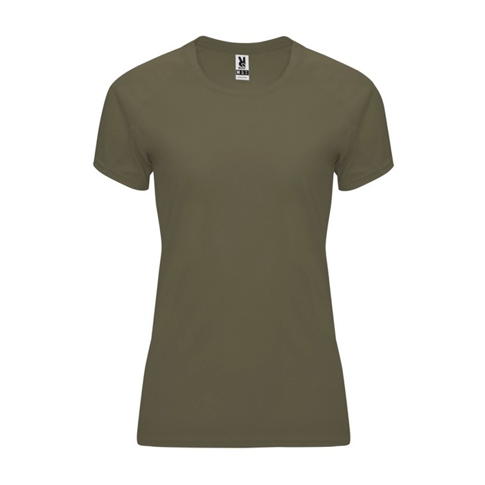 Camiseta técnica entallada de poliéster para mujer 135 g/m2 Roly Direct Bahrain color verde militar segunda vista