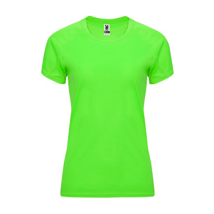 Camiseta técnica entallada de poliéster para mujer 135 g/m2 Roly Direct Bahrain color verde fluorescente segunda vista
