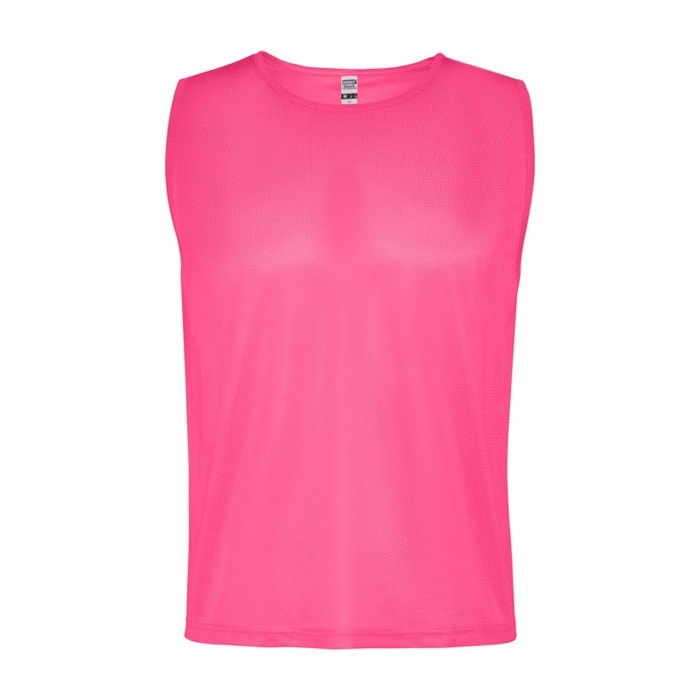 Peto deportivo unisex de poliéster transpirable 90 g/m2 Roly Direct Roma color rosa fluorescente segunda vista Peto deportivo unisex de poliéster transpirable 90 g/m2 Roly Direct Roma color rosa fluorescente segunda vista