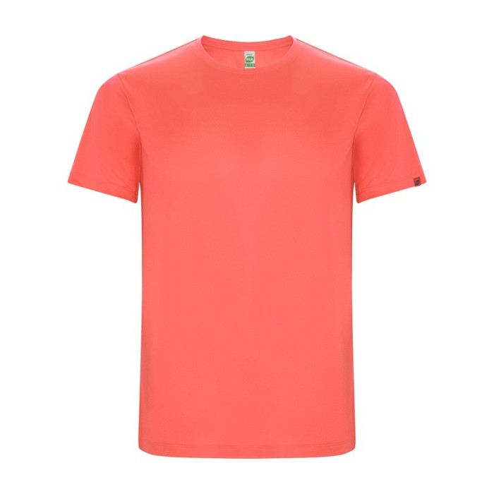 Camiseta técnica en manga corta de tejidos reciclados 135 g/m2 Roly Direct Imola color coral segunda vista