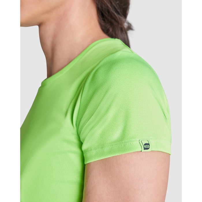 Camiseta técnica de poliéster reciclado para mujer 135 g/m2 Roly Direct Imola color turquesa vista detalle 1