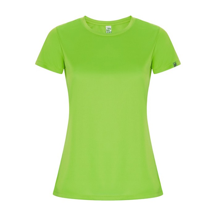 Camiseta técnica de poliéster reciclado para mujer 135 g/m2 Roly Direct Imola color verde lima segunda vista