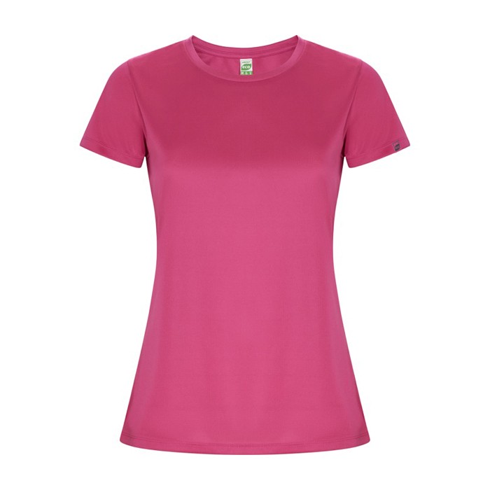 Camiseta técnica de poliéster reciclado para mujer 135 g/m2 Roly Direct Imola color rosa segunda vista