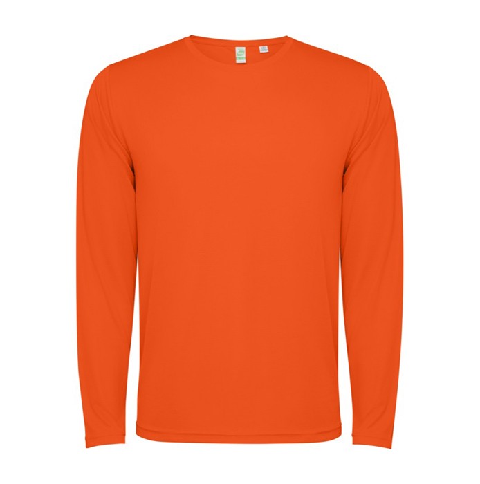 Camiseta técnica de manga larga en poliéster 125 g/m2 Roly Direct Estoril L/S color naranja oscuro segunda vista