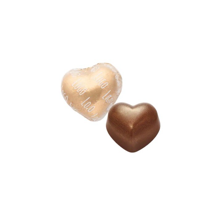 Chocolate con leche en forma de corazón con relleno cereza 10g color dorado segunda vista