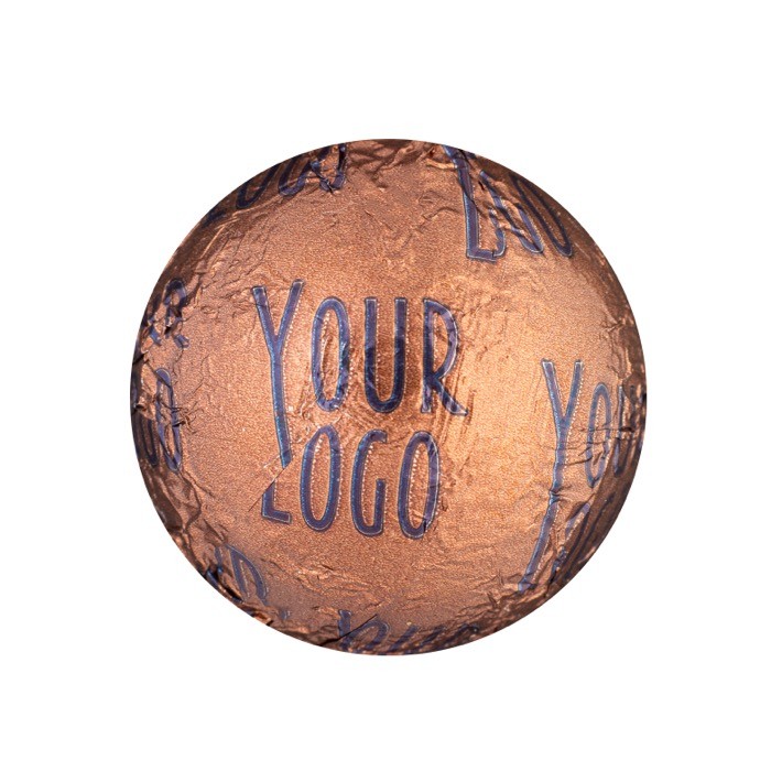 Chocolate con leche con relleno avellanas y envoltorio metalizado 12g color bronce