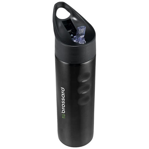 Botella con logo acero inoxidable negra Botella con logo acero inoxidable negra