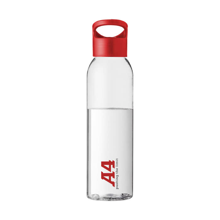 Botella clásica de tritán con tapón color rojo con logo Botella clásica de tritán con tapón color rojo con logo