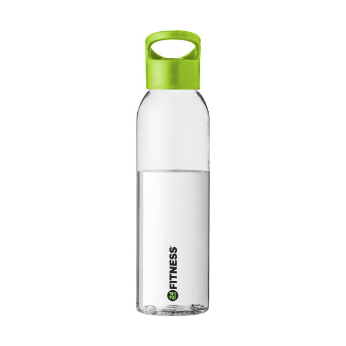 Botella clásica de tritán con tapón color verde lima con logo Botella clásica de tritán con tapón color verde lima con logo