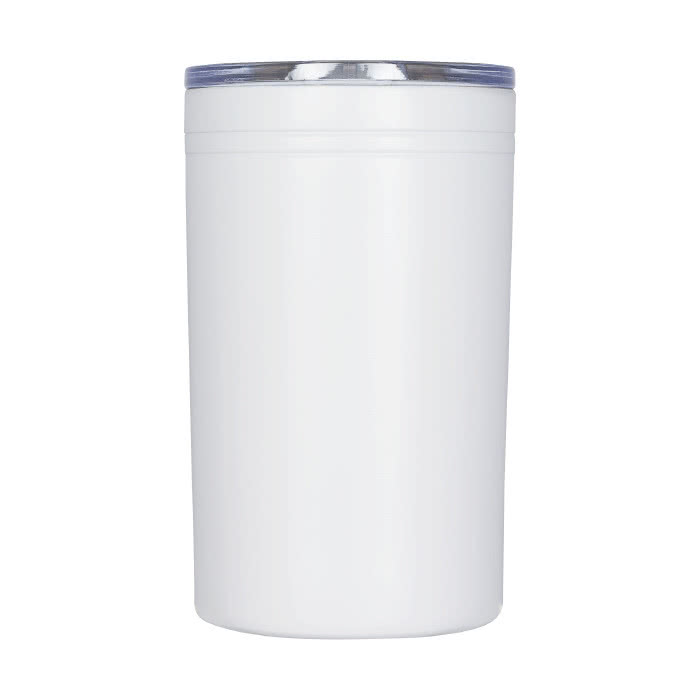 Vaso térmico de acero para empresas color blanco vista delantera