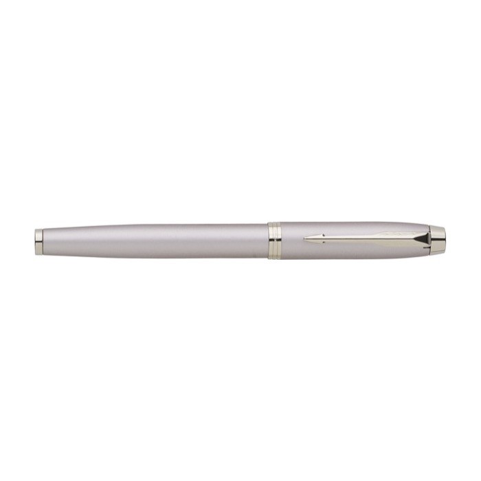 Roller metálico monocromático con estuche tinta negra Parker color champagne primera vista Roller metálico monocromático con estuche tinta negra Parker color champagne primera vista