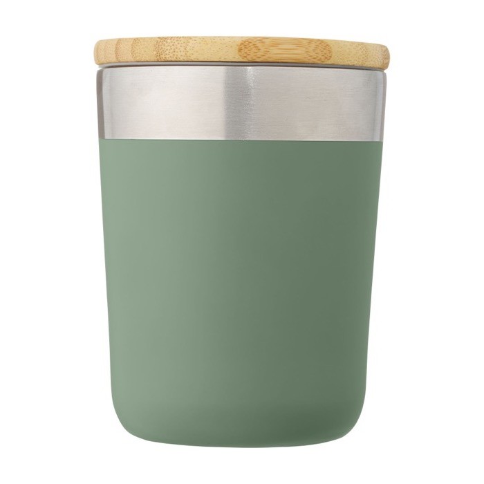 Vaso térmico con tapa de bambú orgánico color verde menta segunda vista frontal Vaso térmico con tapa de bambú orgánico color verde menta segunda vista frontal