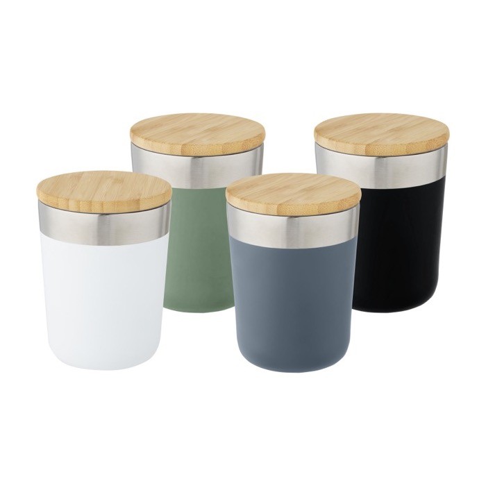 Vaso térmico con tapa de bambú orgánico color verde menta segunda vista varios colores Vaso térmico con tapa de bambú orgánico color verde menta segunda vista varios colores