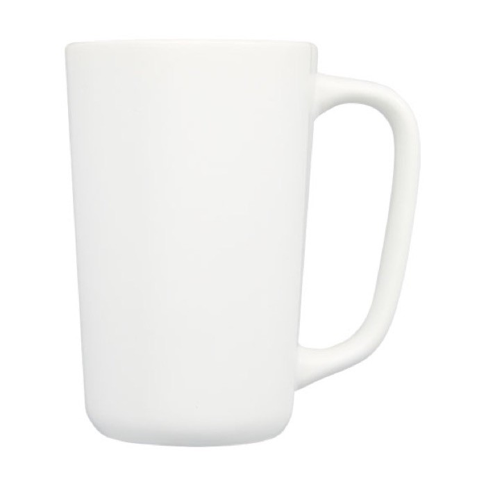 Taza de cerámica grande con acabado mate color blanco vista lateral Taza de cerámica grande con acabado mate color blanco vista lateral