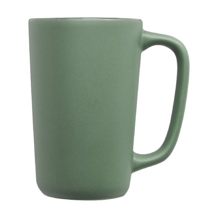 Taza de cerámica grande con acabado mate color verde vista lateral Taza de cerámica grande con acabado mate color verde vista lateral