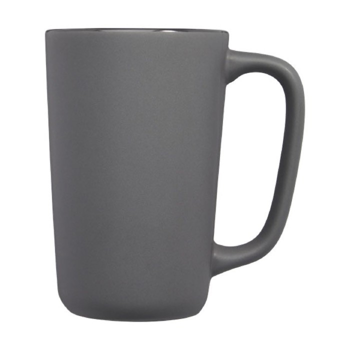 Taza de cerámica grande con acabado mate color gris oscuro vista lateral Taza de cerámica grande con acabado mate color gris oscuro vista lateral