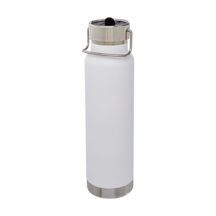 Bidón deportivo de acero con función termo color blanco tercera vista Bidón deportivo de acero con función termo color blanco tercera vista
