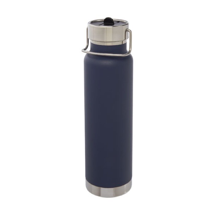 Bidón deportivo de acero con función termo color azul oscuro tercera vista Bidón deportivo de acero con función termo color azul oscuro tercera vista