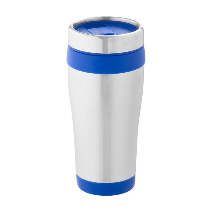 Vaso térmico de acero inoxidable reciclado con tapa giratoria 410ml color azul Vaso térmico de acero inoxidable reciclado con tapa giratoria 410ml color azul