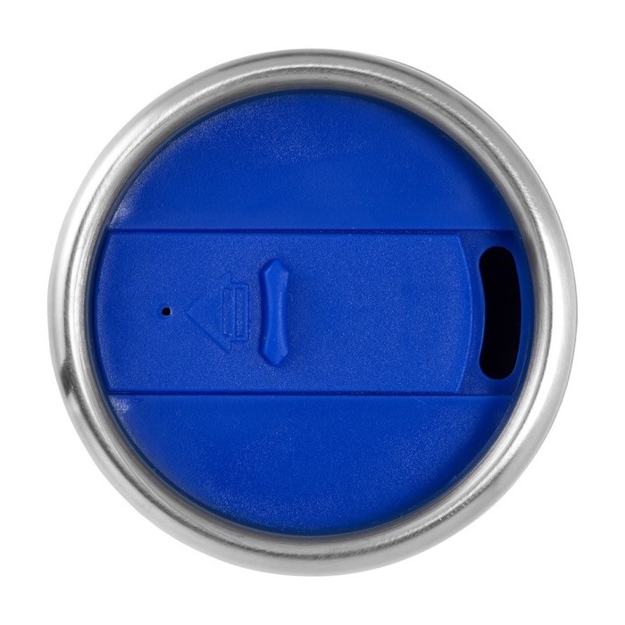 Vaso térmico de acero inoxidable reciclado con tapa giratoria 410ml color azul segunda vista Vaso térmico de acero inoxidable reciclado con tapa giratoria 410ml color azul segunda vista