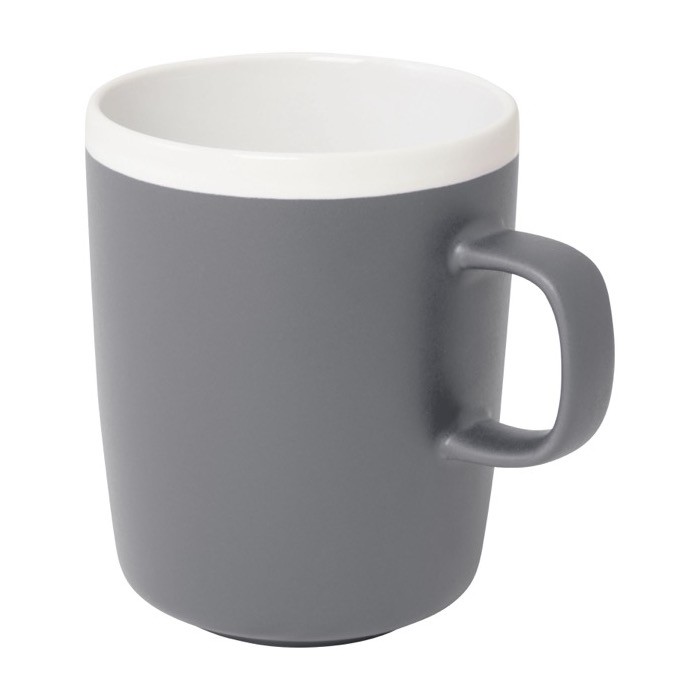 Taza de cerámica con acabado exterior mate e interior blanco 310ml color gris Taza de cerámica con acabado exterior mate e interior blanco 310ml color gris
