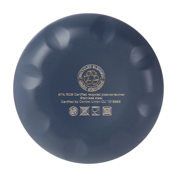 Botella de acero inoxidable reciclado de doble pared de 500ml color azul petróleo tercera vista Botella de acero inoxidable reciclado de doble pared de 500ml color azul petróleo tercera vista