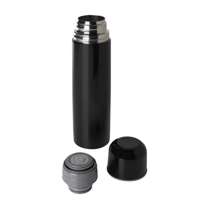 Termo de acero inoxidable reciclado con tapa estilo vaso 750ml color negro cuarta vista
