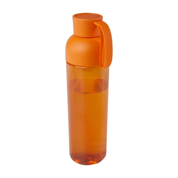 Botella de plástico reciclado con una cómoda asa de silicona 600ml color naranja Botella de plástico reciclado con una cómoda asa de silicona 600ml color naranja