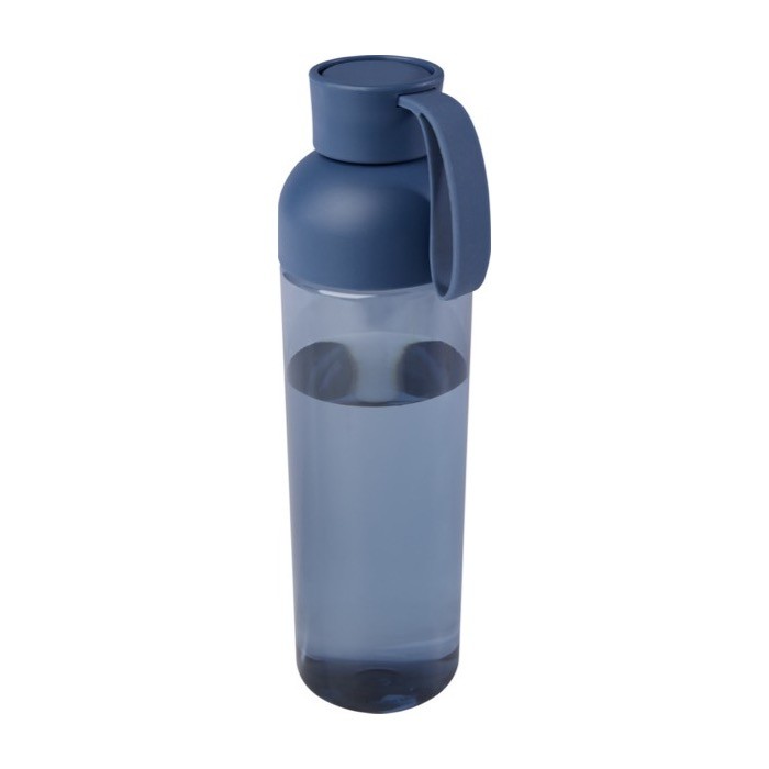 Botella de plástico reciclado con una cómoda asa de silicona 600ml color azul marino Botella de plástico reciclado con una cómoda asa de silicona 600ml color azul marino