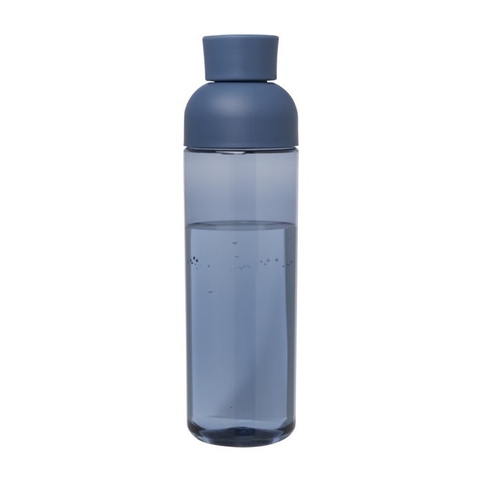 Botella de plástico reciclado con una cómoda asa de silicona 600ml color azul marino segunda vista trasera Botella de plástico reciclado con una cómoda asa de silicona 600ml color azul marino segunda vista trasera