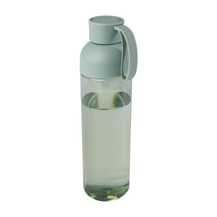 Botella de plástico reciclado con una cómoda asa de silicona 600ml color verde menta Botella de plástico reciclado con una cómoda asa de silicona 600ml color verde menta