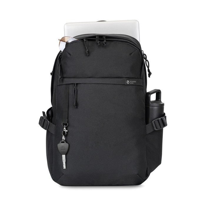 Mochila para portátil RPET con bolsillos y asa acolchada 15” color negro tercera vista