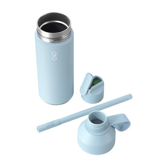 Botella de acero inoxidable reciclado con apertura doble 500m Ocean Bottle color azul claro segunda vista Botella de acero inoxidable reciclado con apertura doble 500m Ocean Bottle color azul claro segunda vista