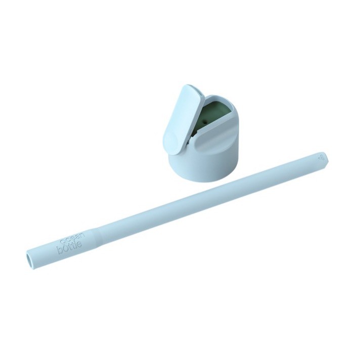 Botella de acero inoxidable reciclado con apertura doble 500m Ocean Bottle color azul claro tercera vista Botella de acero inoxidable reciclado con apertura doble 500m Ocean Bottle color azul claro tercera vista