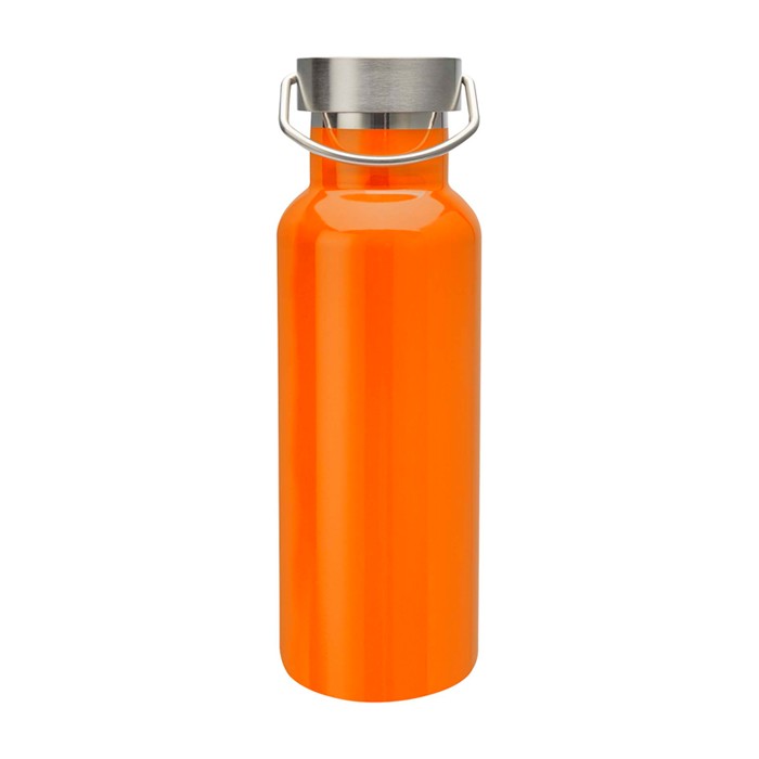 Botella de acero inoxidable reciclado ideal para agua 500ml color naranja segunda vista frontal Botella de acero inoxidable reciclado ideal para agua 500ml color naranja segunda vista frontal