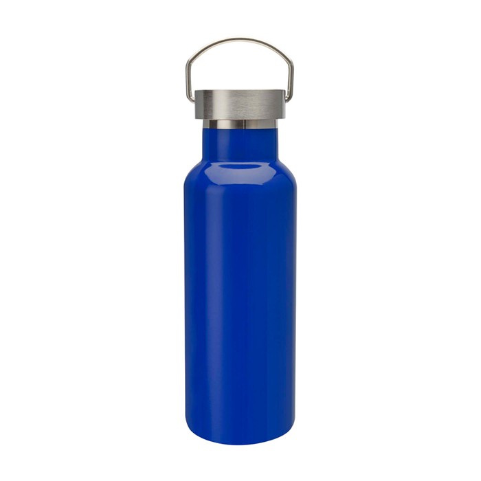 Botella de acero inoxidable reciclado ideal para agua 500ml color azul claro tercera vista frontal Botella de acero inoxidable reciclado ideal para agua 500ml color azul claro tercera vista frontal